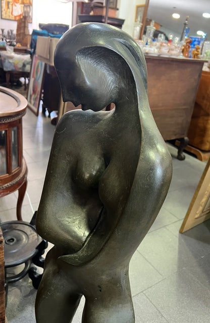 Escultura Artística de Grande Formato em Bronze Maciço "Nu Feminino Estilizado"