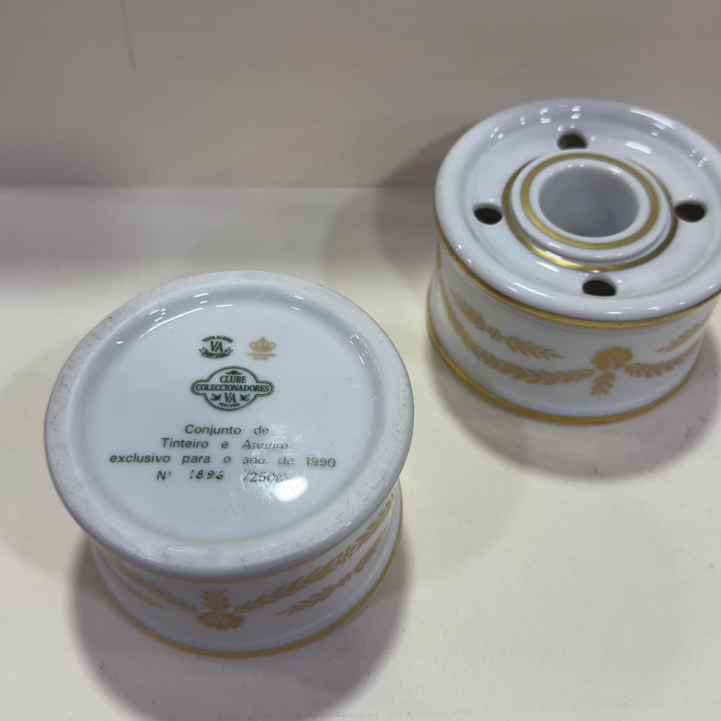 Conjunto Tinteiro e Areneiro Vista Alegre Clube Colecionadores 1990 - Edição Limitada 1834/2500
