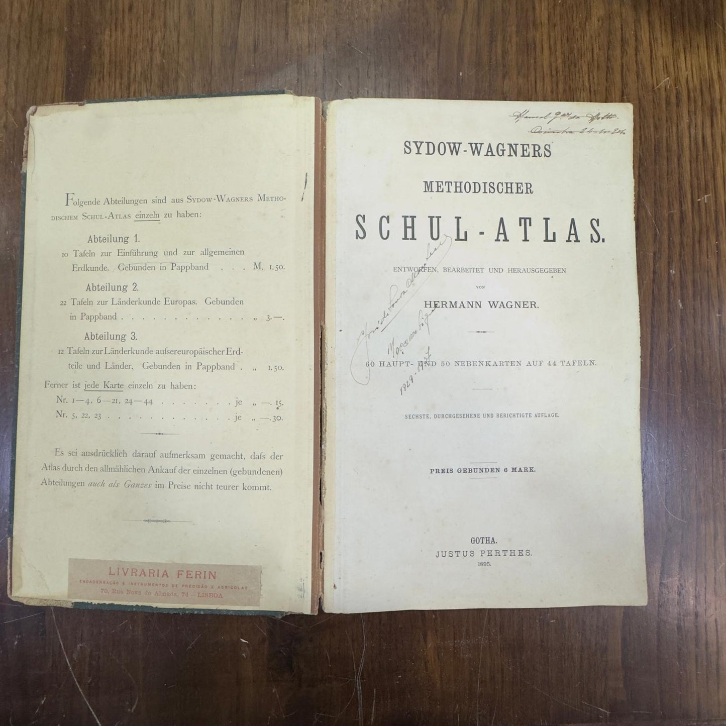 Old German School Atlas - Sydow-Wagners Methodischer Schul-Atlas (1898) - Gotha