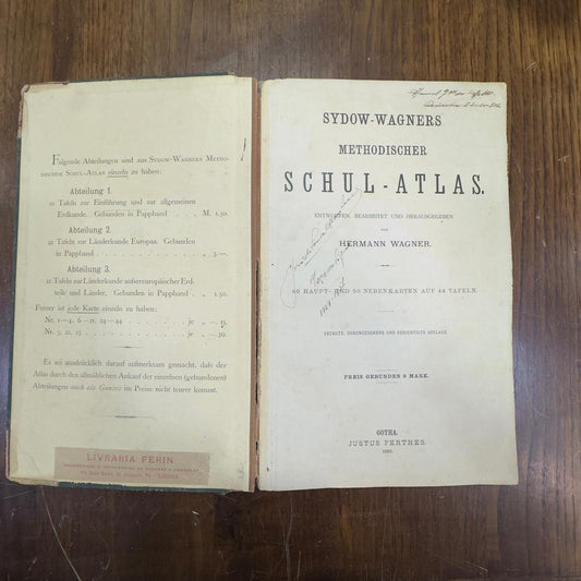 Old German School Atlas - Sydow-Wagners Methodischer Schul-Atlas (1898) - Gotha