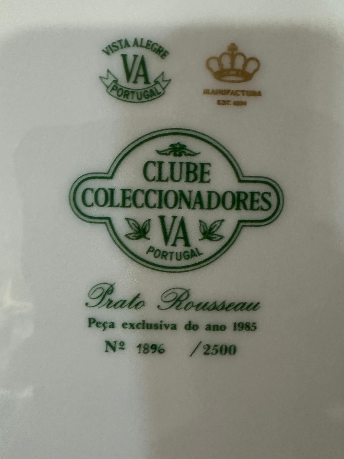 Prato Vista Alegre Clube Coleccionadores - Prato Rousseau 1985 (Nº 1896/2500)