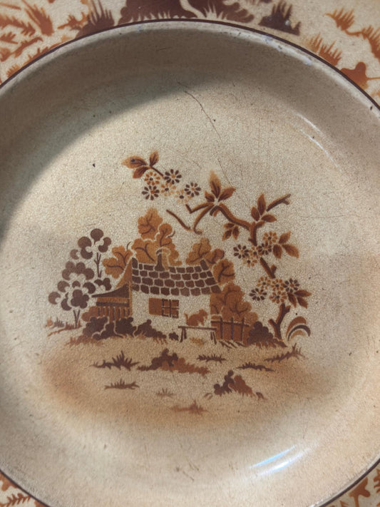 Prato Vintage Porcelana Decorativa com Motivos Campestres