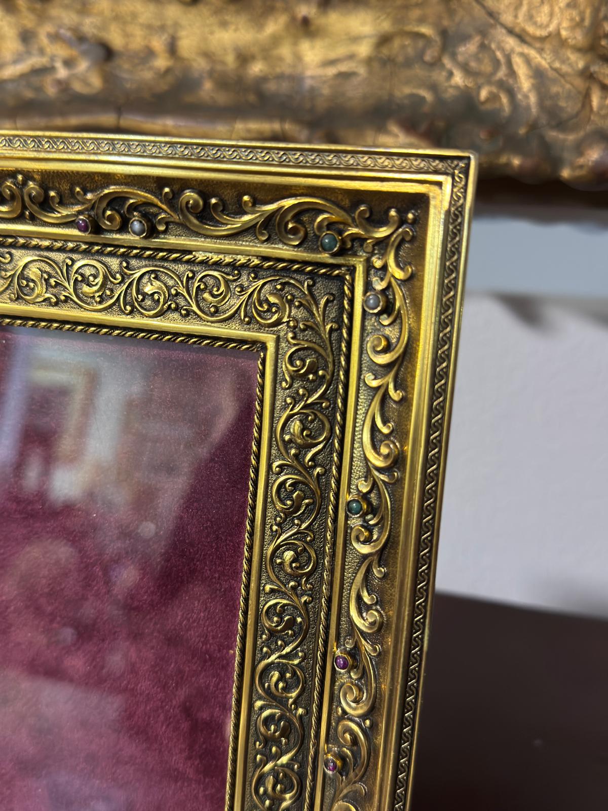 Moldura Porta-Retratos Ourivesaria Cunha Porto Rio - Prata Dourada Século XIX/XX