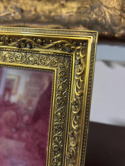 Moldura Porta-Retratos Ourivesaria Cunha Porto Rio - Prata Dourada Século XIX/XX