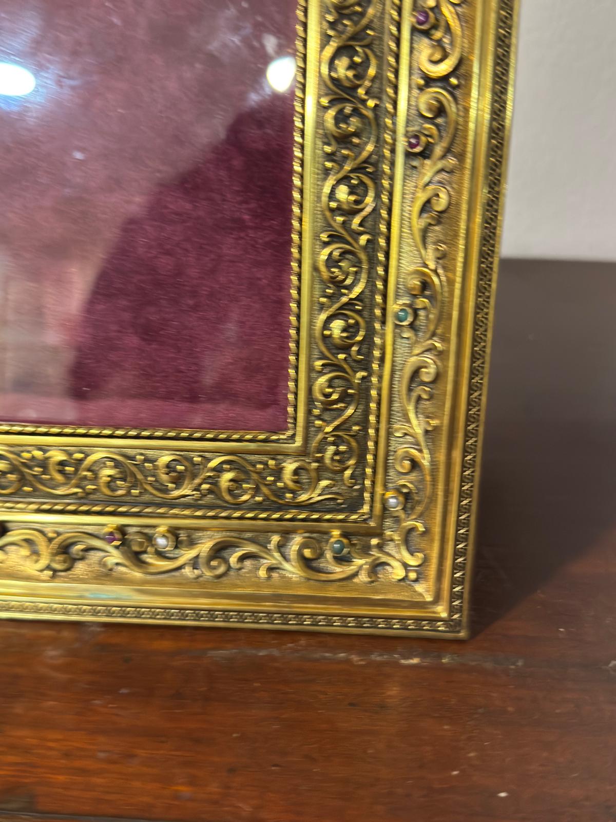 Moldura Porta-Retratos Ourivesaria Cunha Porto Rio - Prata Dourada Século XIX/XX