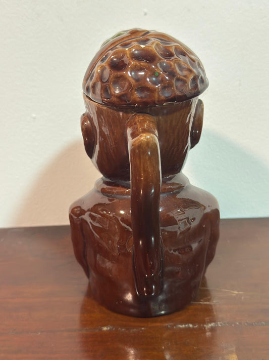 Toby Jug em Cerâmica Castanha - Jarro Figurativo Vintage Meados Séc. XX