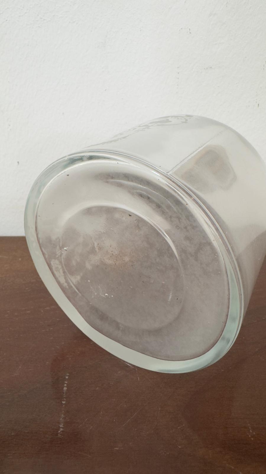 Garrafa Antiga em Vidro Gravado com Rolha de Cortiça e Tampa Metálica