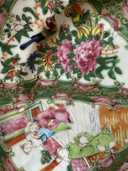 Prato Canton Medalhões Florais - Porcelana Chinesa Século XIX